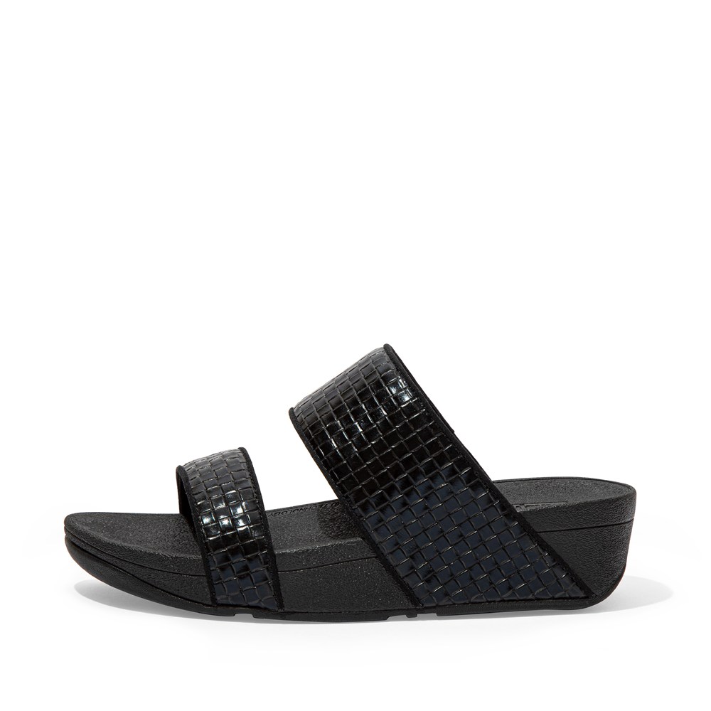 Fitflop Womens Slides - Olive Metallic Leather - Black - 096-IYECLA